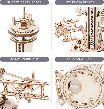 Robotime | ROKR | Mechanical Music Box | Airplane Control Tower | Hobby Kits & DIY Collectibles | 3D Assemble Kits