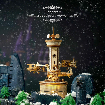 Robotime | ROKR | Mechanical Music Box | Airplane Control Tower | Hobby Kits & DIY Collectibles | 3D Assemble Kits