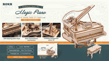 Robotime | ROKR | Mechanical Music Box | Magic Piano | Hobby Kits & DIY Collectibles | 3D Assemble Kits