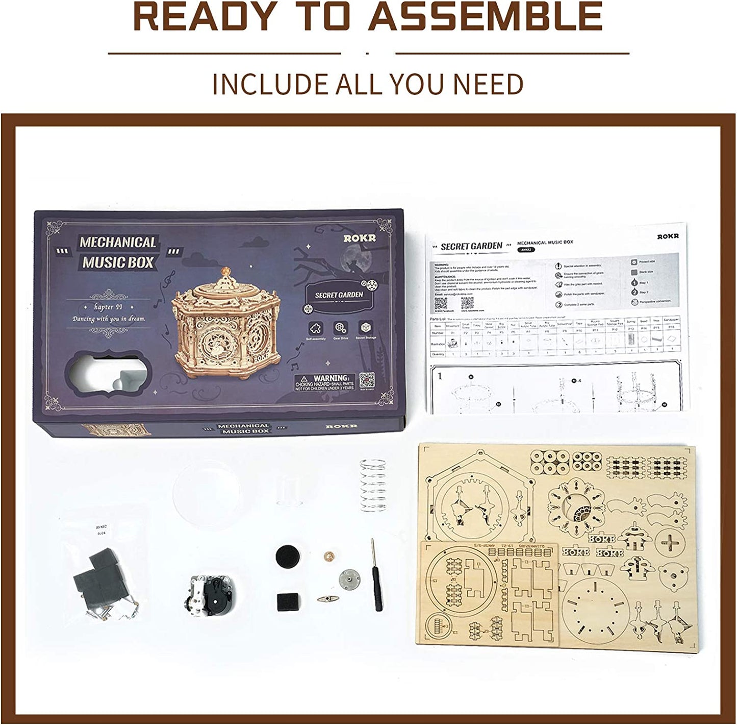 Robotime | ROKR | Mechanical Music Box | Secret Garden Music Box | Hobby Kits & DIY Collectibles | 3D Assemble Kits