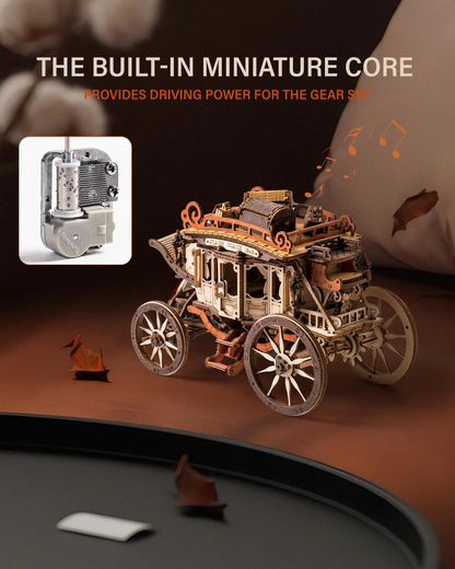 Robotime | ROKR | Mechanical Music Box | Stagecoach | Hobby Kits & DIY Collectibles | 3D Assemble Kits