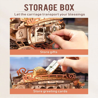 Robotime | ROKR | Mechanical Music Box | Stagecoach | Hobby Kits & DIY Collectibles | 3D Assemble Kits