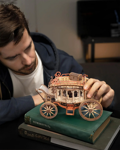 Robotime | ROKR | Mechanical Music Box | Stagecoach | Hobby Kits & DIY Collectibles | 3D Assemble Kits