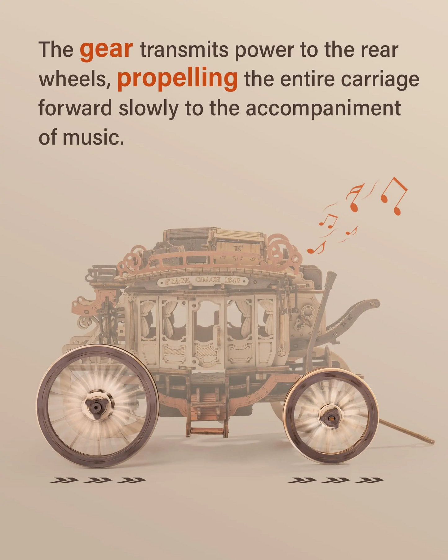 Robotime | ROKR | Mechanical Music Box | Stagecoach | Hobby Kits & DIY Collectibles | 3D Assemble Kits