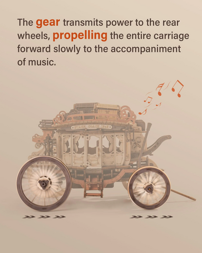 Robotime | ROKR | Mechanical Music Box | Stagecoach | Hobby Kits & DIY Collectibles | 3D Assemble Kits