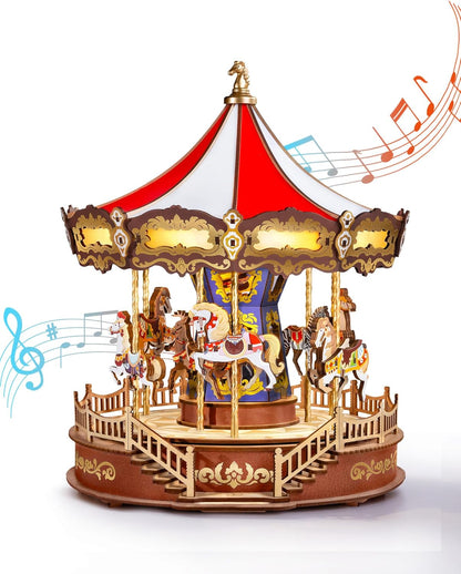 Robotime | ROKR | Music Dreamer | Classic Carousel Music Box | Hobby Kits & DIY Collectibles | 3D Assemble Kits