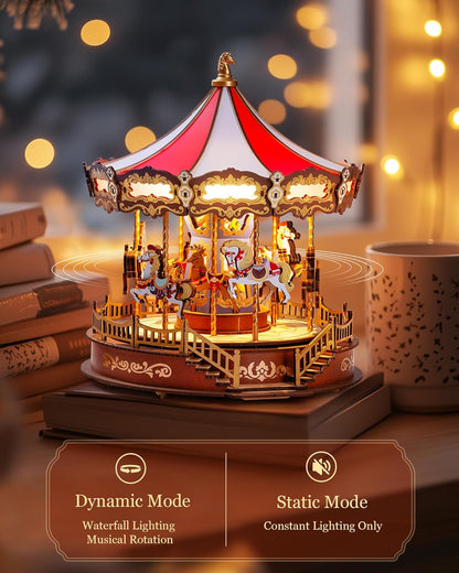 Robotime | ROKR | Music Dreamer | Classic Carousel Music Box | Hobby Kits & DIY Collectibles | 3D Assemble Kits