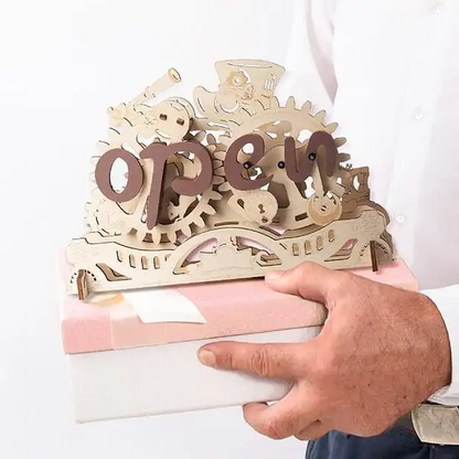 Robotime | ROKR | Open Closed Sign 3D Wooden Puzzle | Hobby Kits & DIY Collectibles | 3D Assemble Kits
