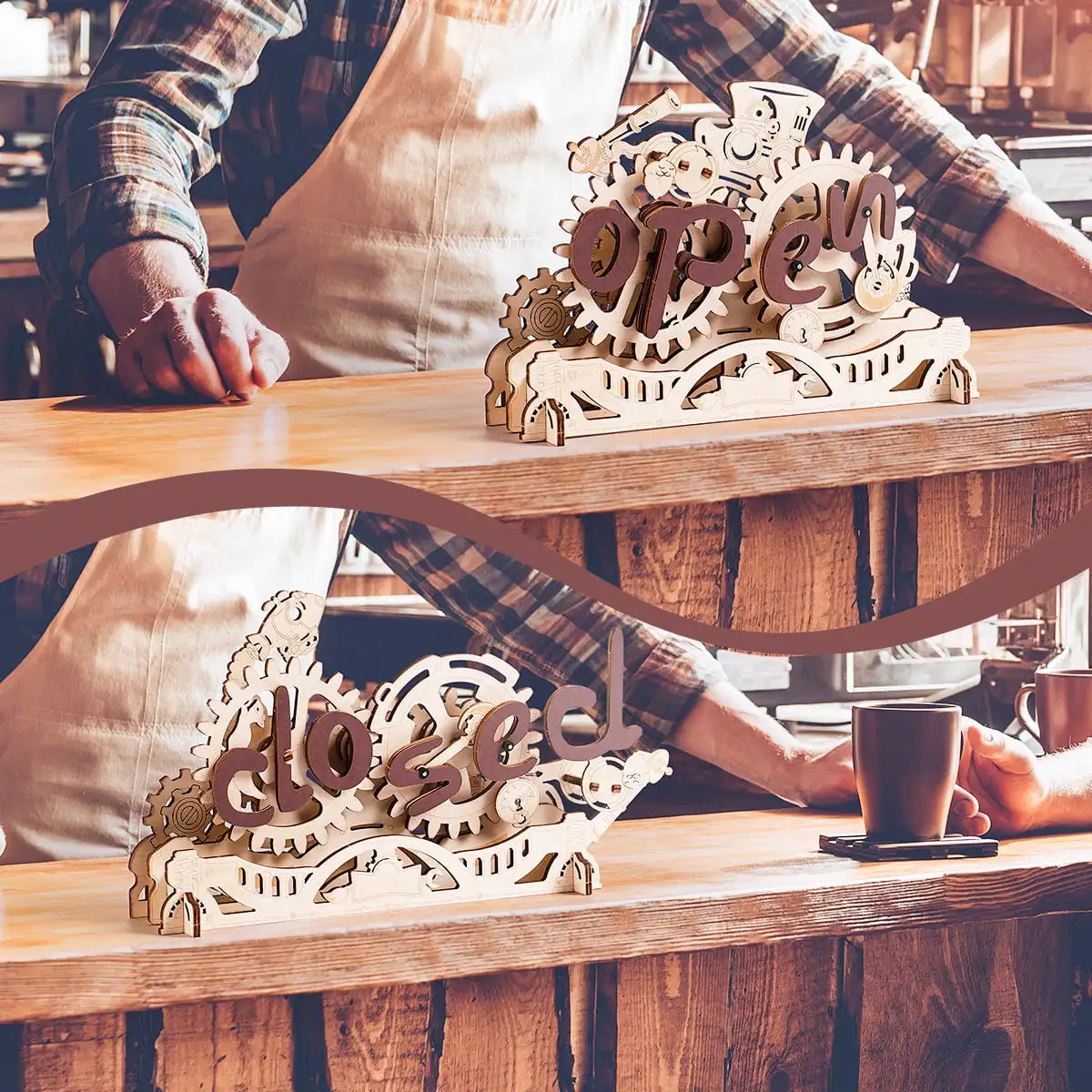 Robotime | ROKR | Open Closed Sign 3D Wooden Puzzle | Hobby Kits & DIY Collectibles | 3D Assemble Kits