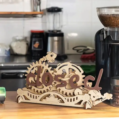 Robotime | ROKR | Open Closed Sign 3D Wooden Puzzle | Hobby Kits & DIY Collectibles | 3D Assemble Kits