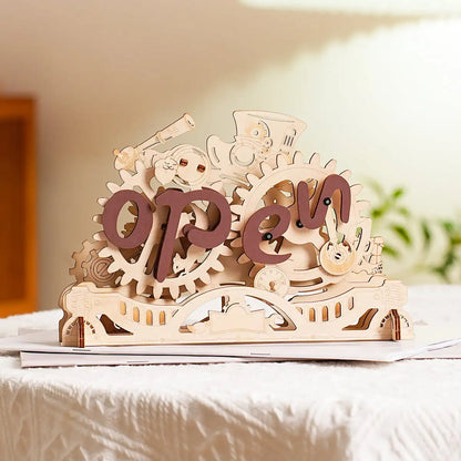 Robotime | ROKR | Open Closed Sign 3D Wooden Puzzle | Hobby Kits & DIY Collectibles | 3D Assemble Kits