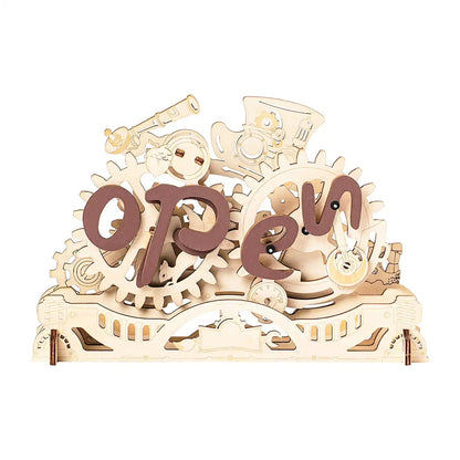 Robotime | ROKR | Open Closed Sign 3D Wooden Puzzle | Hobby Kits & DIY Collectibles | 3D Assemble Kits