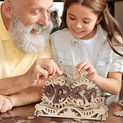 Robotime | ROKR | Open Closed Sign 3D Wooden Puzzle | Hobby Kits & DIY Collectibles | 3D Assemble Kits