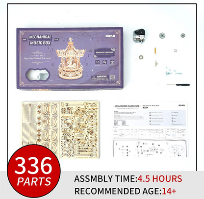 Robotime | ROKR | Romantic Carousel | Hobby Kits & DIY Collectibles | 3D Assemble Kits
