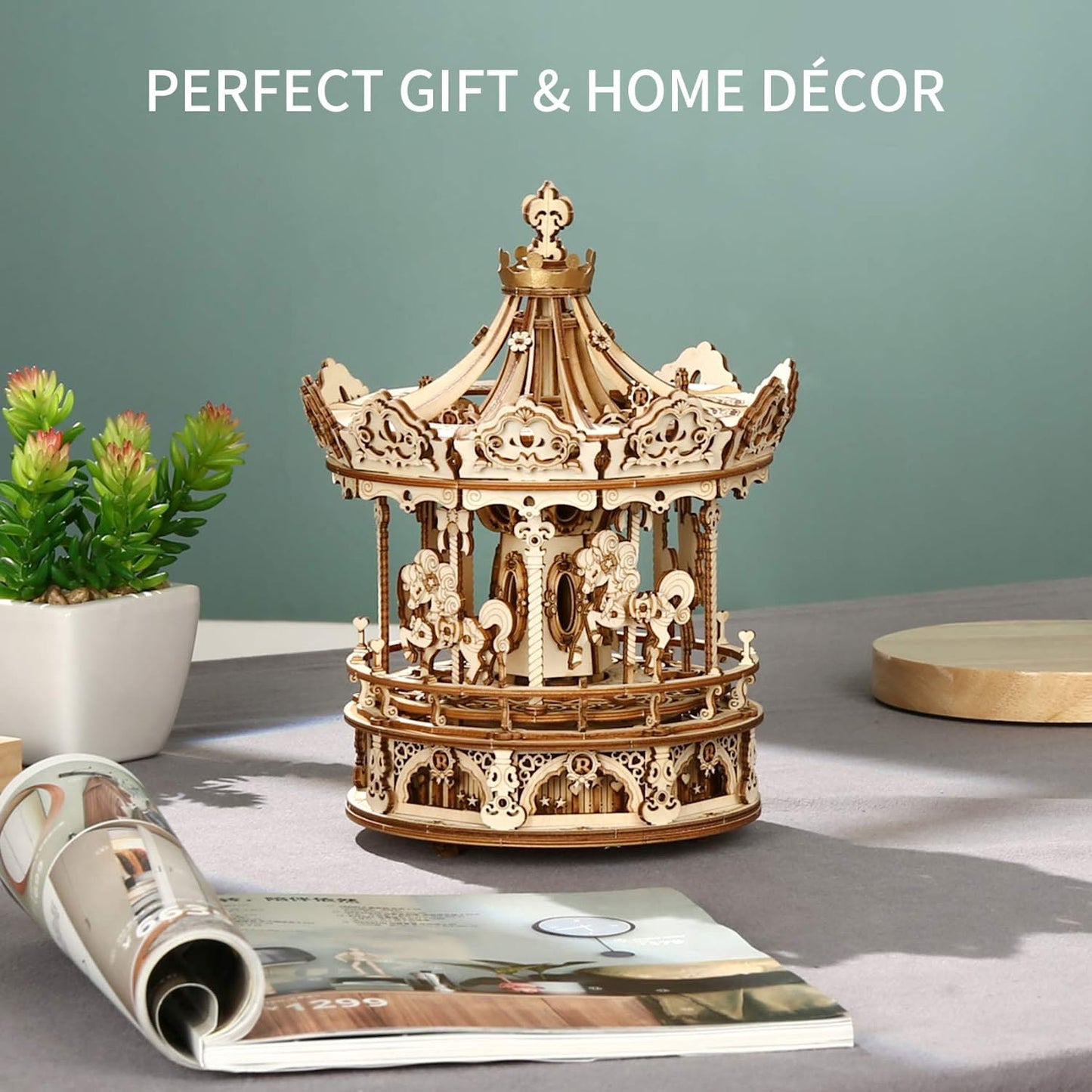 Robotime | ROKR | Romantic Carousel | Hobby Kits & DIY Collectibles | 3D Assemble Kits