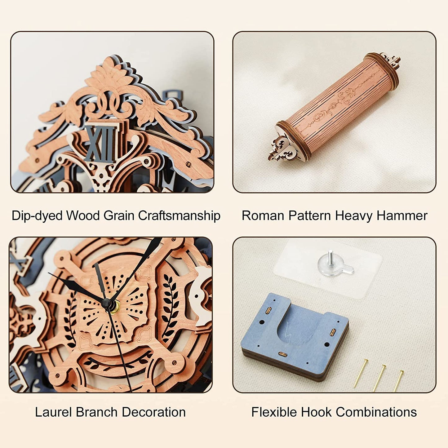 Robotime | ROKR | Time Art | Romantic Notes Wall Clock | Hobby Kits & DIY Collectibles | 3D Assemble Kits