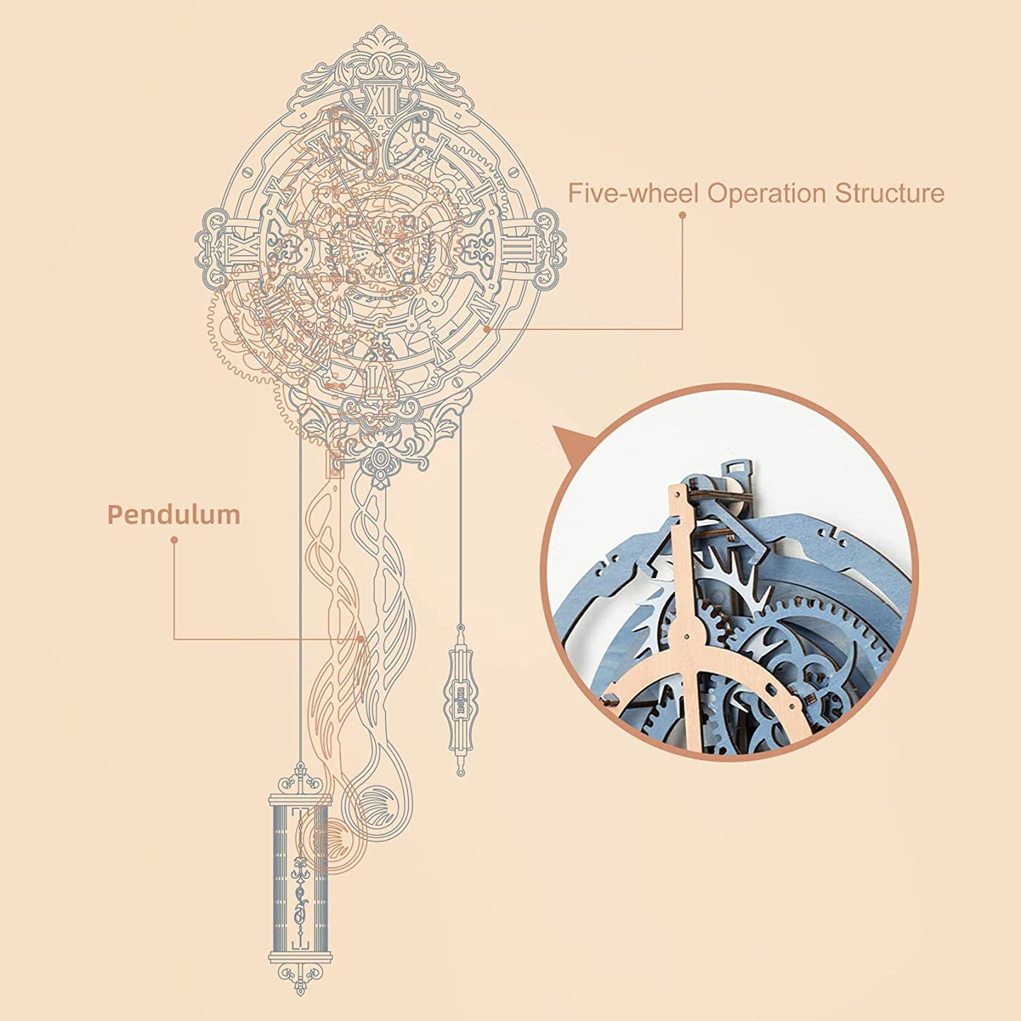 Robotime | ROKR | Time Art | Romantic Notes Wall Clock | Hobby Kits & DIY Collectibles | 3D Assemble Kits