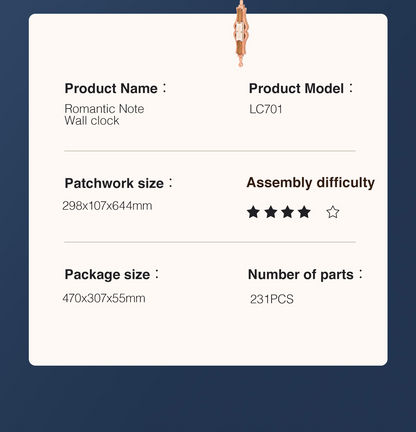 Robotime | ROKR | Time Art | Romantic Notes Wall Clock | Hobby Kits & DIY Collectibles | 3D Assemble Kits