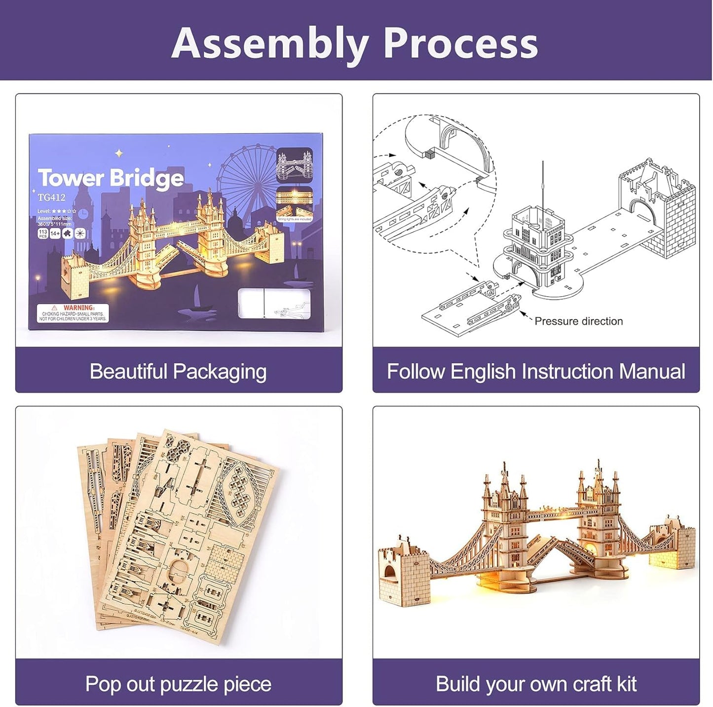 Robotime | ROKR | Tower Bridge | Hobby Kits & DIY Collectibles | 3D Assemble Kits