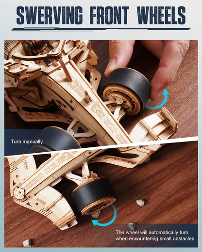 Robotime | ROKR | Wooden Racing Car | Hobby Kits & DIY Collectibles | 3D Assemble Kits