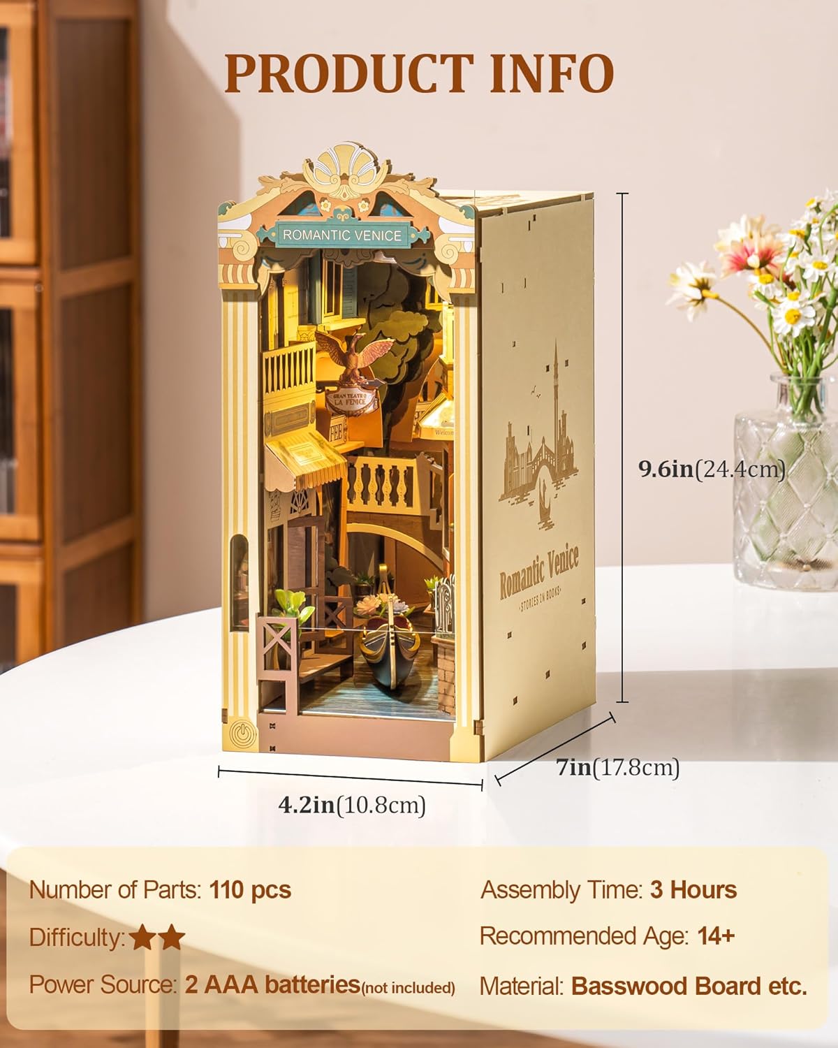 Robotime | Rolife | Book Nook Series | Romantic Venice With Dust Cover | Miniature & DIY Model Kits