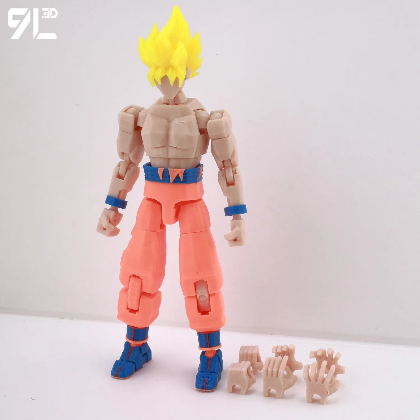 Action figure with interchangeable hands on a white background