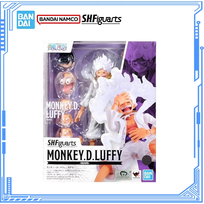 SHFiguarts Monkey D. Luffy action figure packaging with Bandai and Bandai Namco logos.