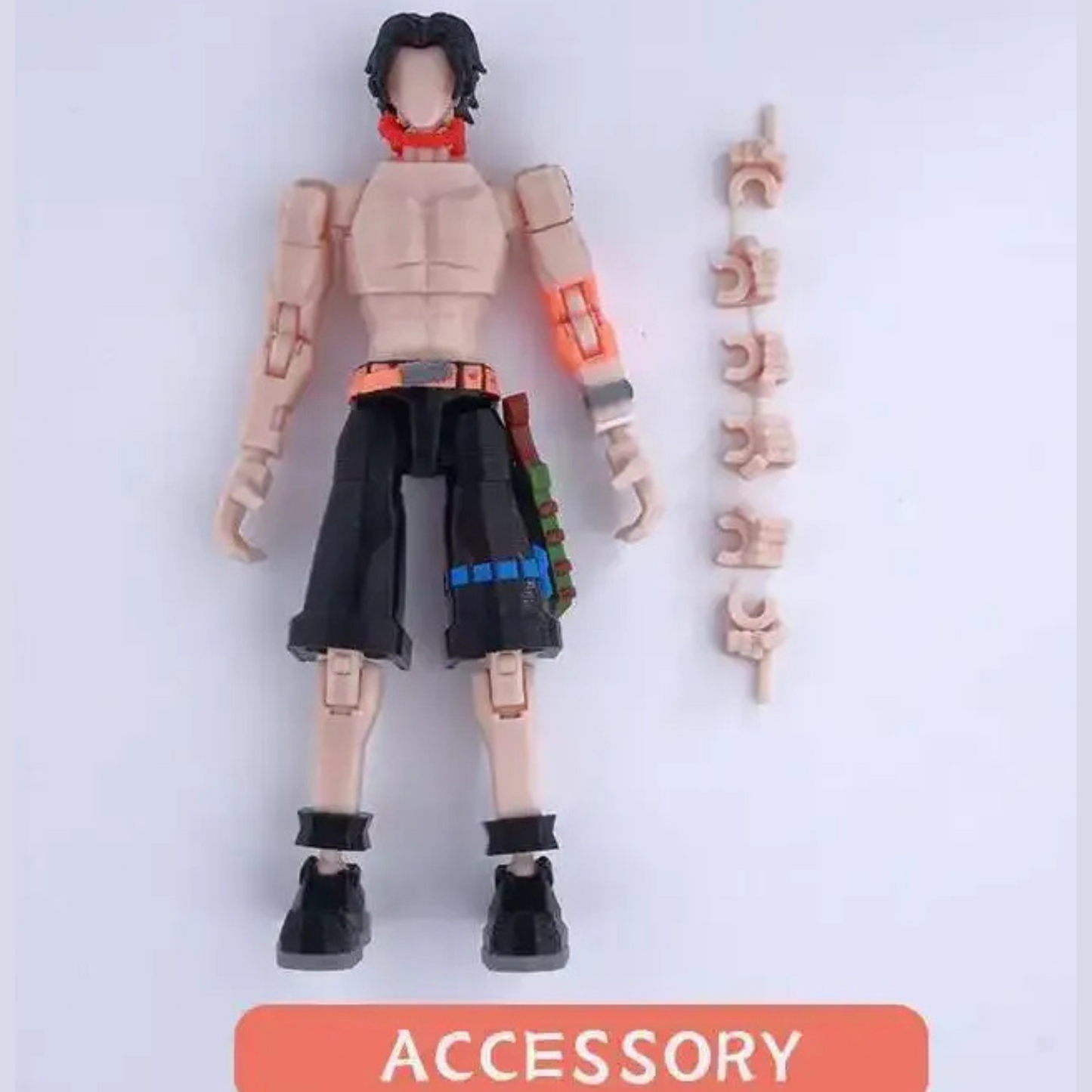 Action figure with interchangeable parts on a white background