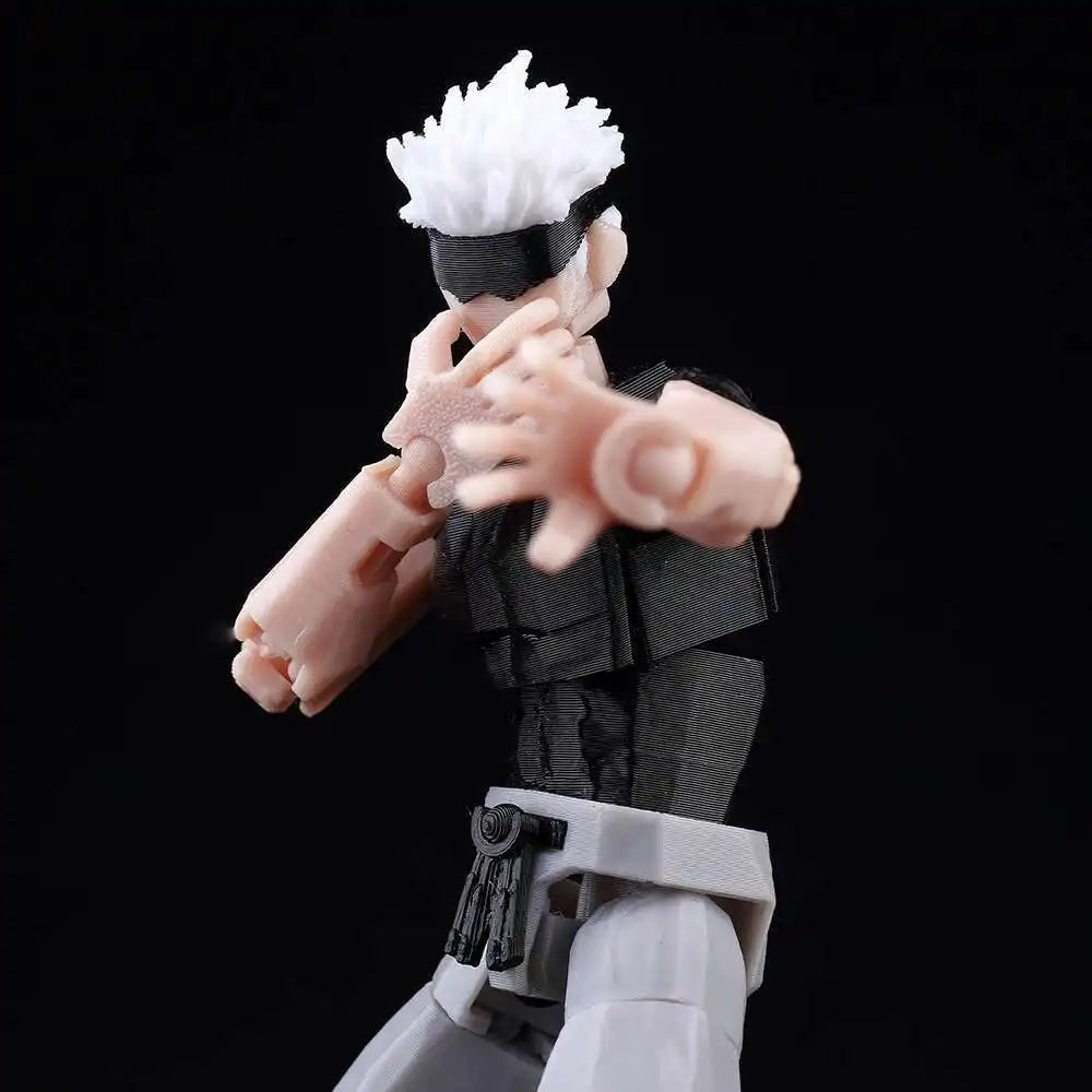 Action figure of a character in a dynamic pose with a black background