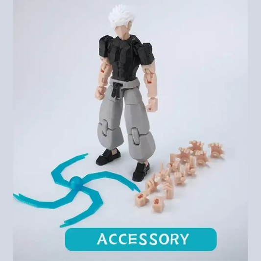 Action figure with accessories on a light gray background