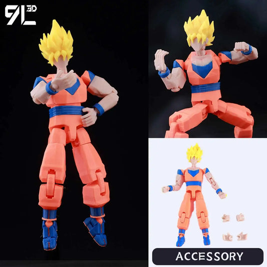 Action figure with interchangeable parts on a black background