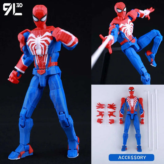 Spider-Man action figure with accessories on a black background