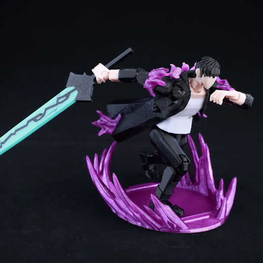 Action figure with a sword on a black background