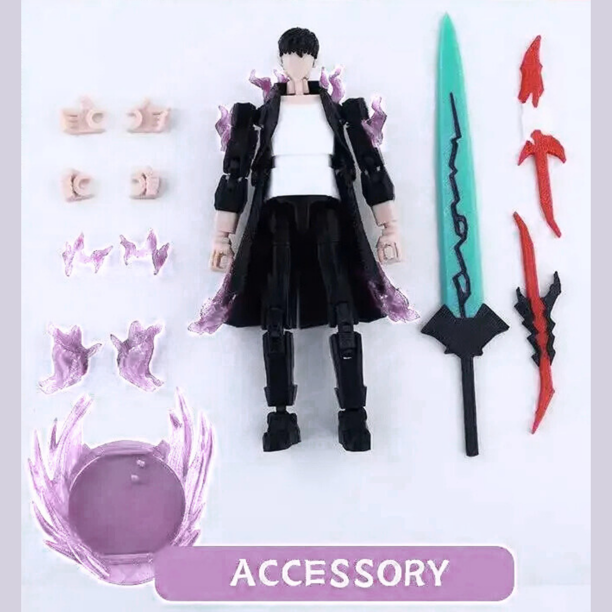 Action figure with accessories on a white background