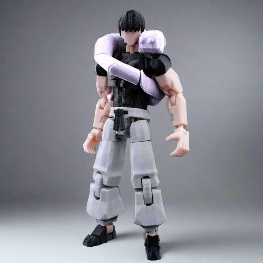 Mechanical figure with a dark background