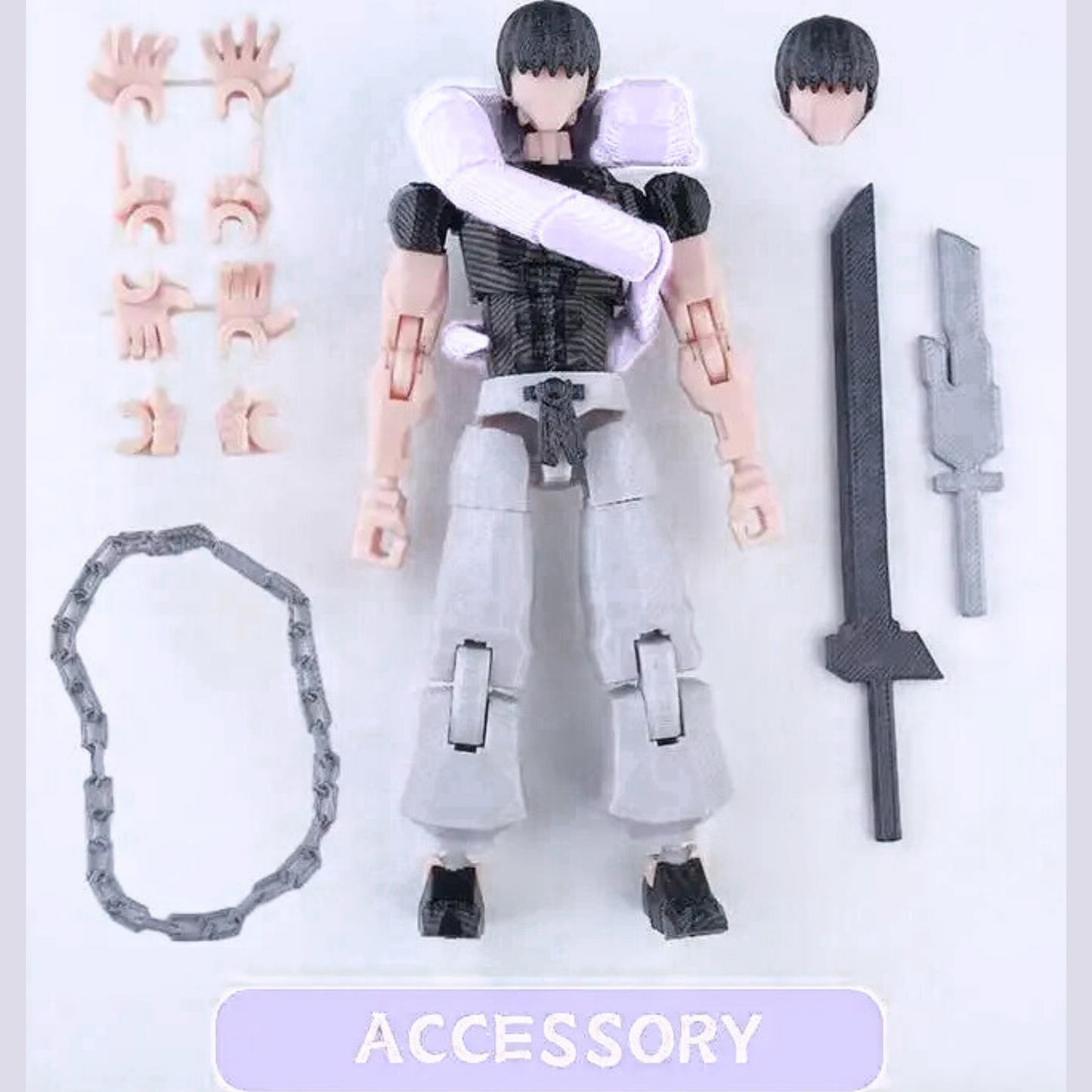 Action figure with accessories on a white background