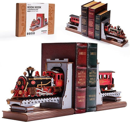 Robotime | Rolife | Book Ends Kit | Century Train | Hobby Kits & DIY Collectibles | 3D Assemble Kits