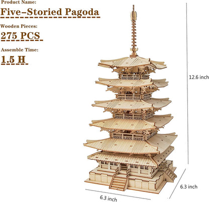 Robotime | Rolife | Five-storied Pagoda | Hobby Kits & DIY Collectibles | 3D Assemble Kits