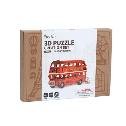 Robotime | Rolife | London Tour Bus Car | Hobby Kits & DIY Collectibles | 3D Assemble Kits