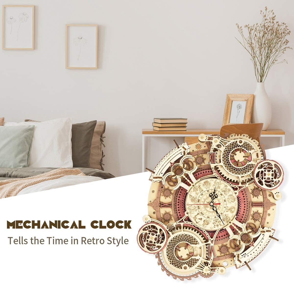 Robotime | ROKR | Time Art | Zodiac Wall Clock | Hobby Kits & DIY Collectibles | 3D Assemble Kits