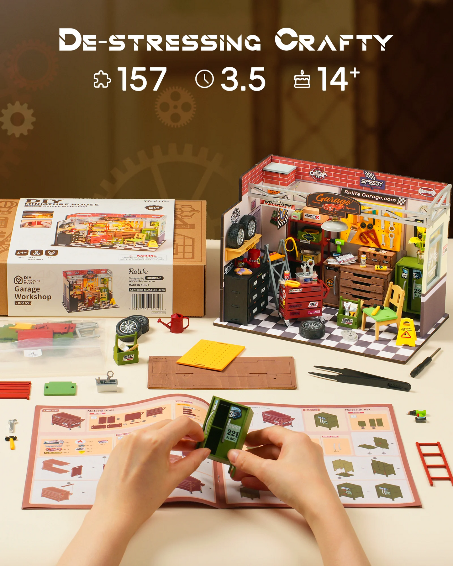 Robotime | Rolife | Miniature House | Garage Workshop With Light | Miniature & DIY Model Kits