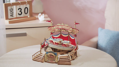 Robotime | ROKR | Magic Amusement Park | Tilt-A-Whirl Music Box | Hobby Kits & DIY Collectibles | 3D Assemble Kits